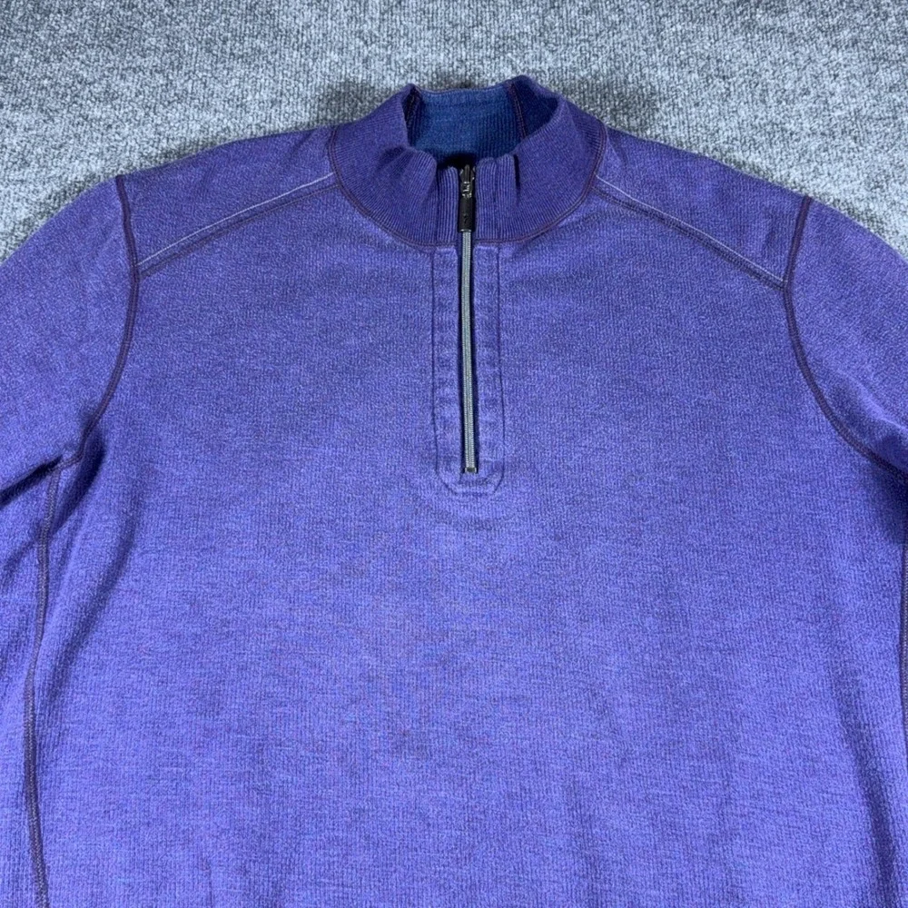 Tommy Bahama Mens 1/4 Zip Pullover Sweater Purple Heathered XL